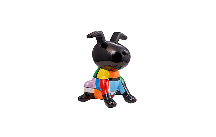 Sculpture chien PUPPY en résine multicolore
