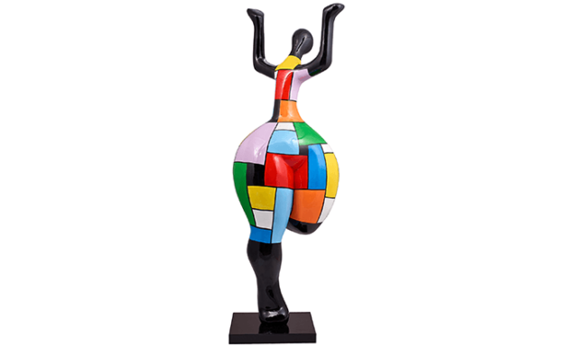 Sculpture en résine multicolore femme dansant