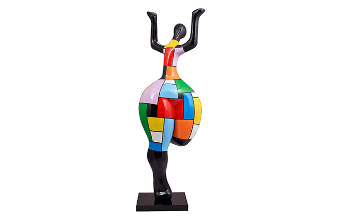 Sculpture en résine multicolore femme dansant
