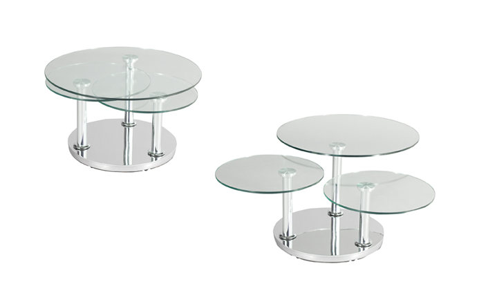 Table basse ronde 3 plateau en verre - ROSE Eda Concept
