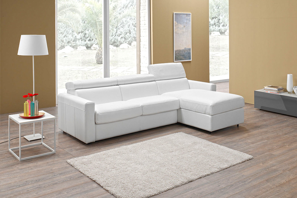 Sirrom - Canapé d'angle convertible en cuir