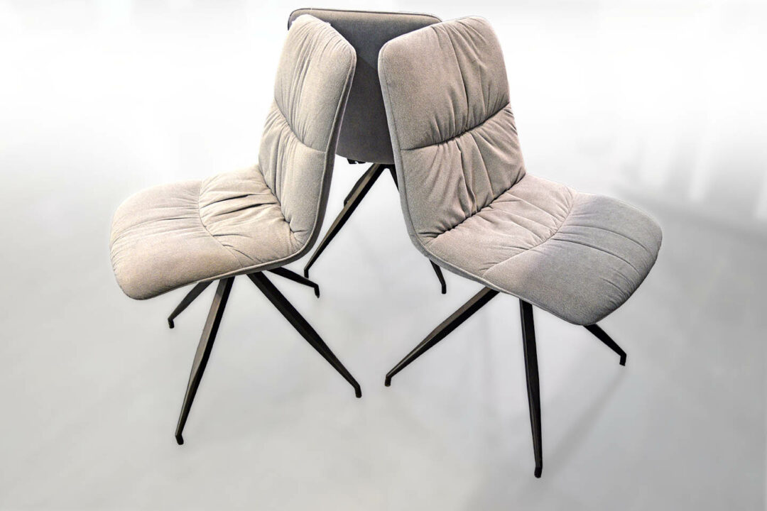 Minn - Lot 3 Chaises tissu gris clair – Image 2