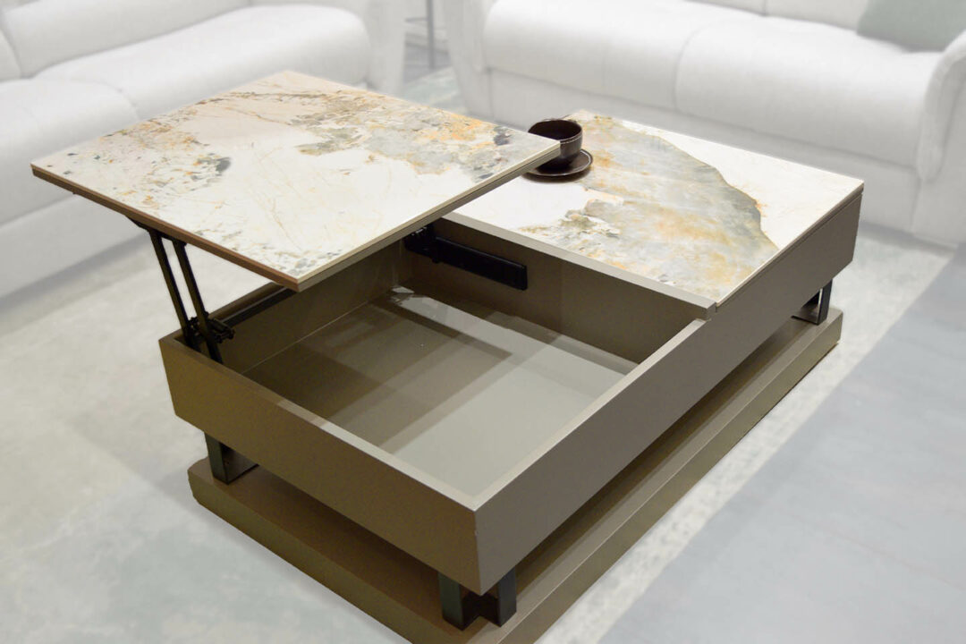 Table basse céramique bois 2 plateaux amovibles – Image 2