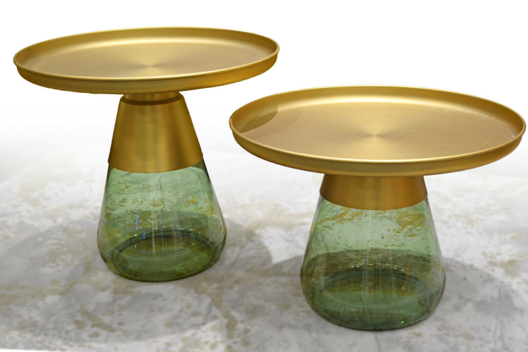 Caio - Table basse + Bout de canapé acier doré et verre – Image 4