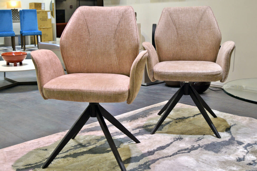 Vien - Lot 2 Fauteuils tissu beige pivotants (180°)