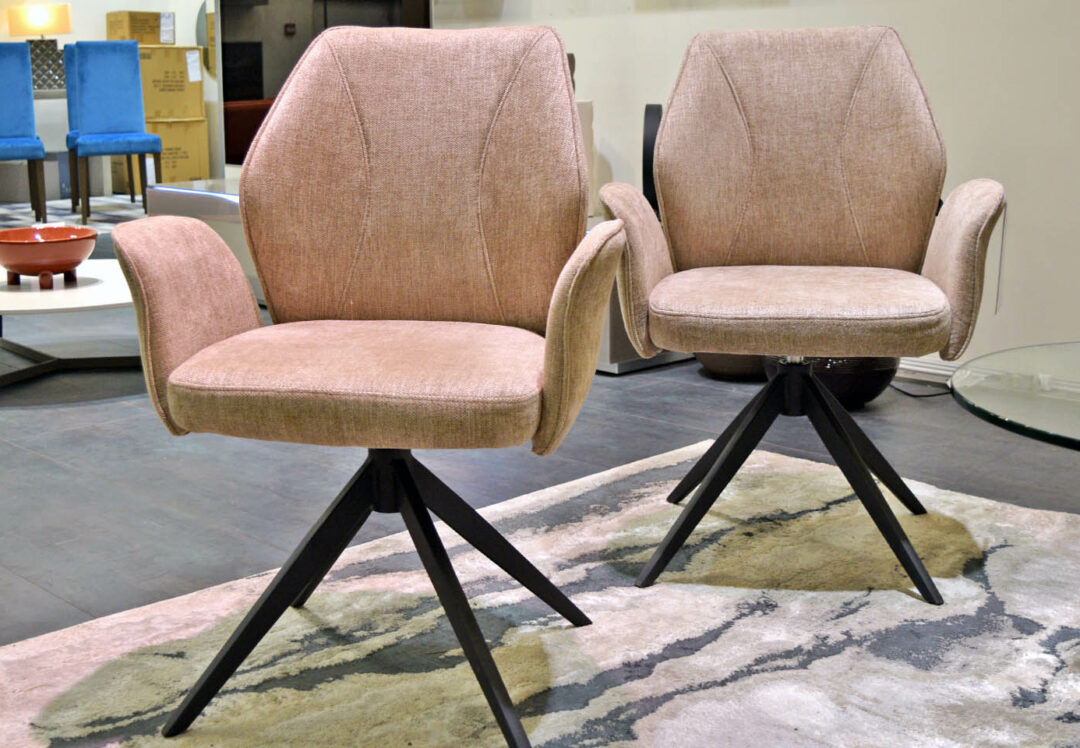 Vien - Lot 2 Fauteuils tissu beige pivotants (180°)