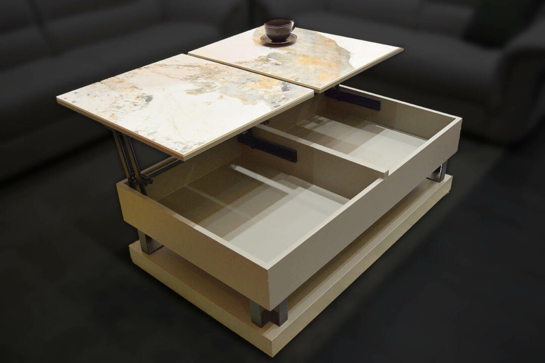 Table basse céramique bois 2 plateaux amovibles – Image 3