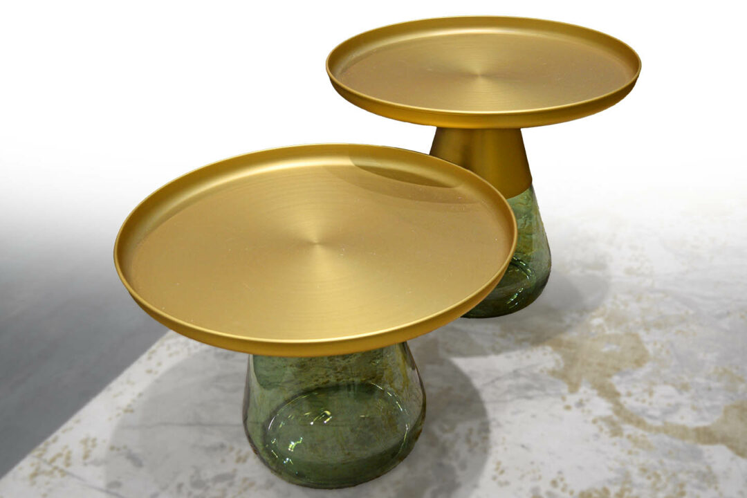 Caio - Table basse + Bout de canapé acier doré et verre – Image 3