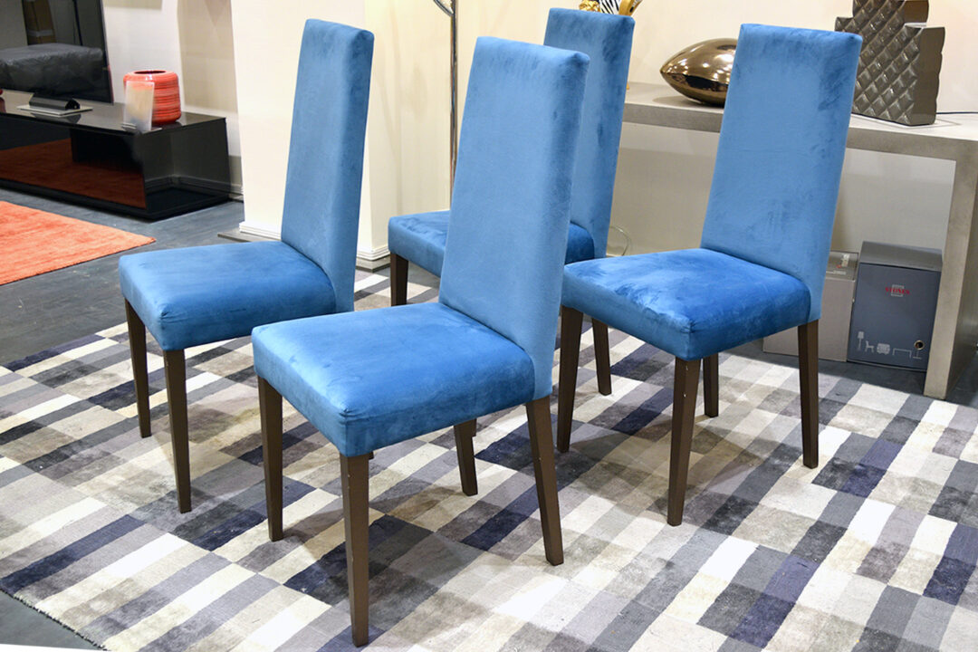 Doux - Lot 4 Chaises velours Paris Ocean