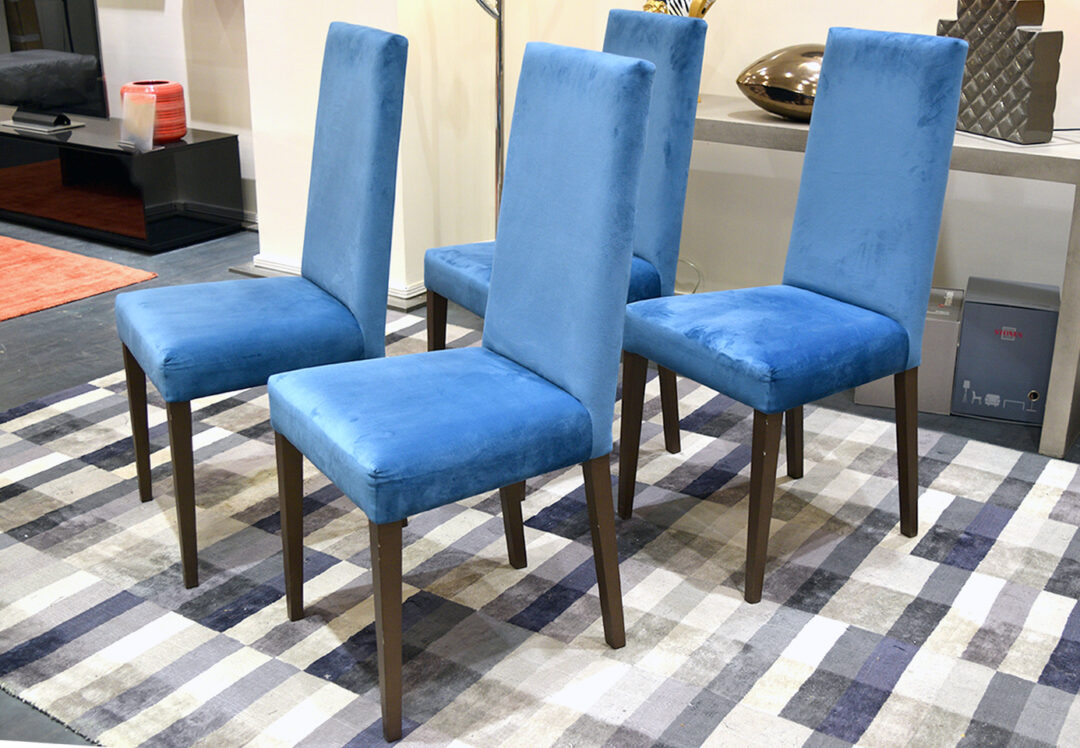 Doux - Lot 4 Chaises velours Paris Ocean