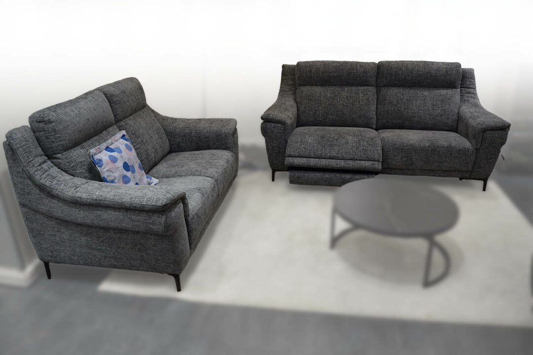 NICOLETTI : Canapé 3 places tissu bleu gris 2 Relax électriques + Canapé 2 places – Image 5