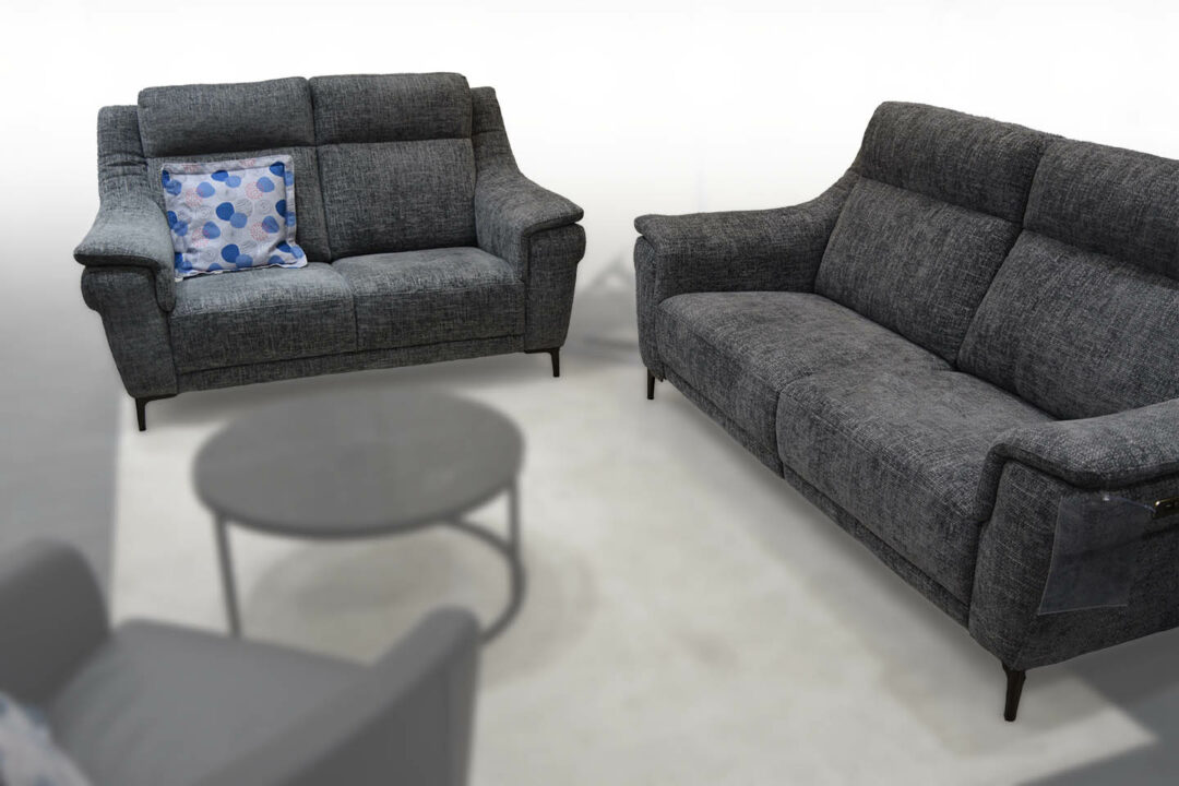 NICOLETTI : Canapé 3 places tissu bleu gris 2 Relax électriques + Canapé 2 places – Image 4