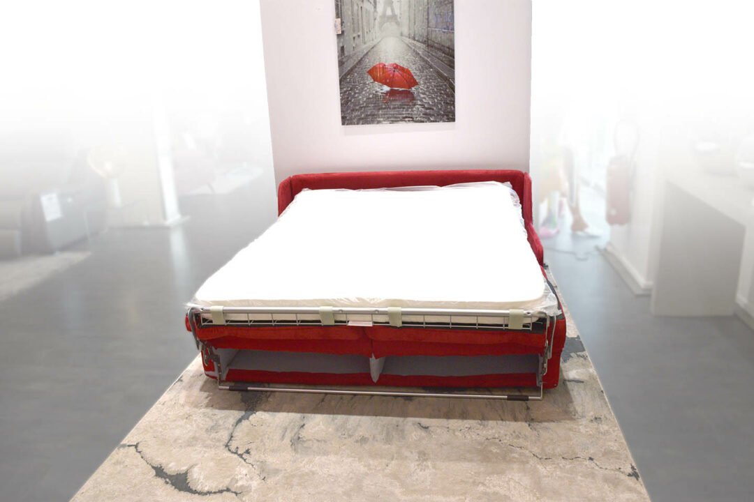 Ruby - Canapé convertible Rapido velours rouge – Image 2