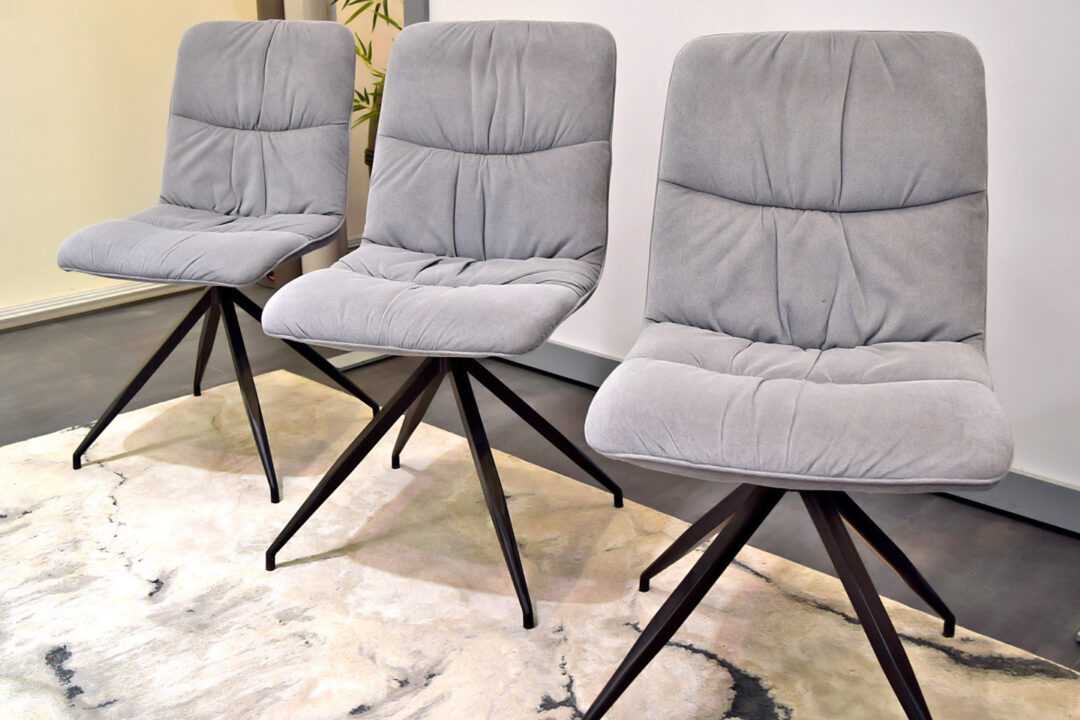 Minn - Lot 3 Chaises tissu gris clair