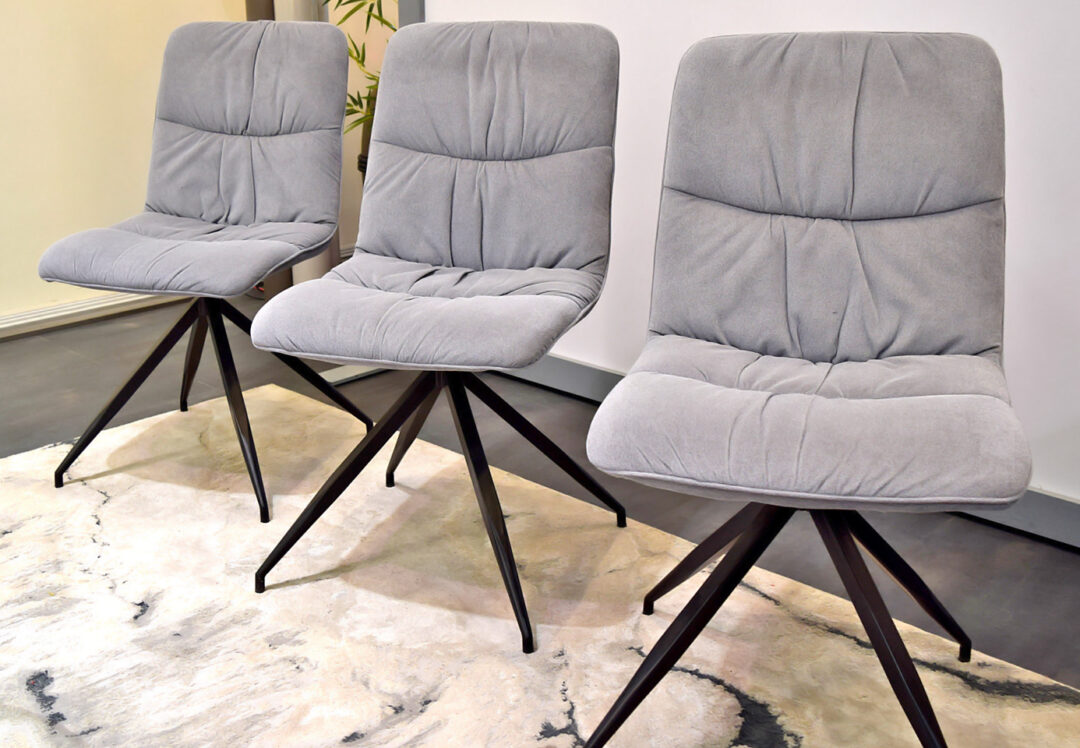 Minn - Lot 3 Chaises tissu gris clair