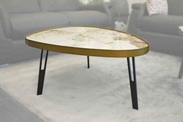 Table Basse + Bout de Canapé céramique marbre – Image 2
