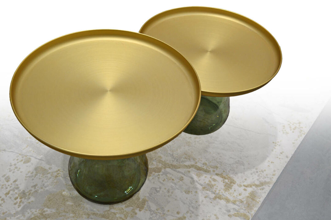Caio - Table basse + Bout de canapé acier doré et verre – Image 2