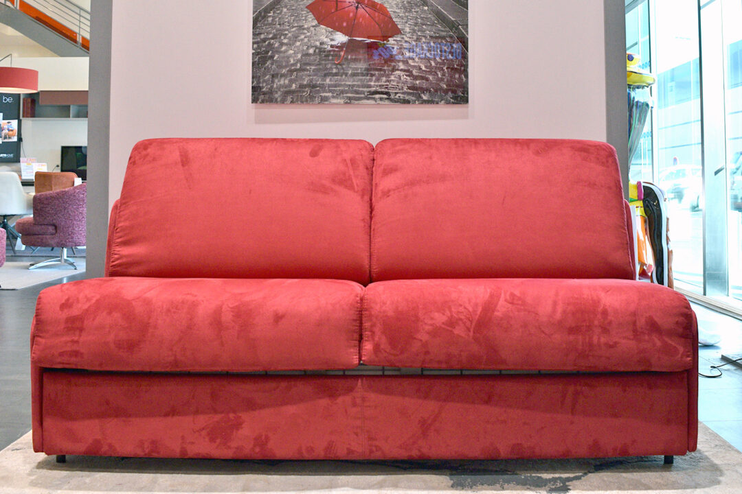 Ruby - Canapé convertible Rapido velours rouge