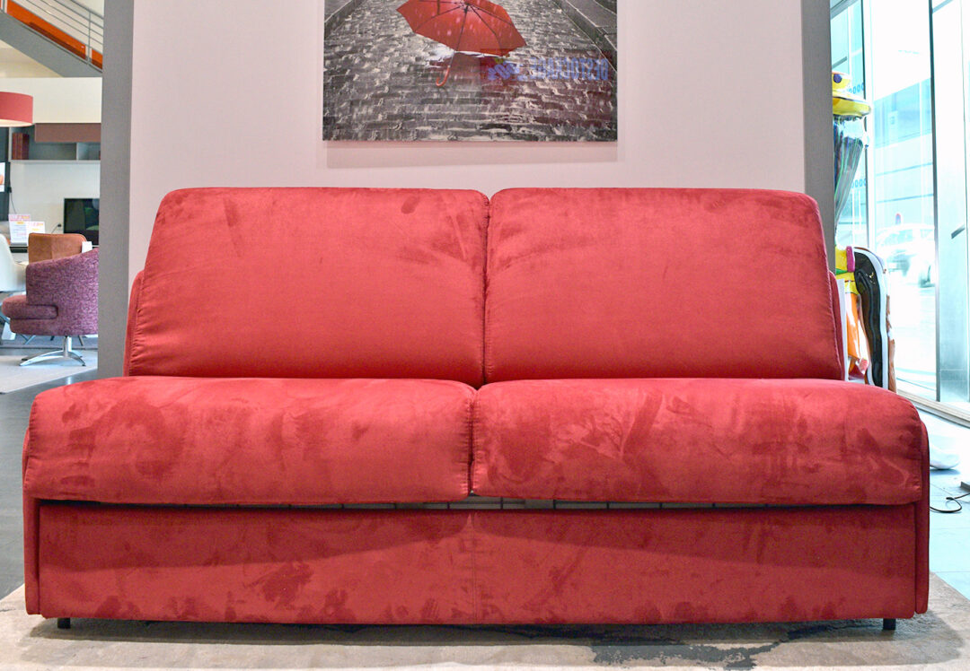 Ruby - Canapé convertible Rapido velours rouge