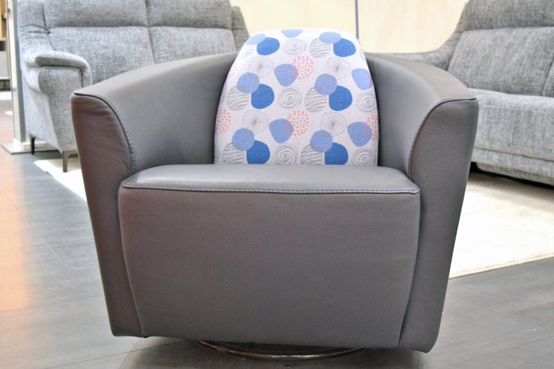 Ketty - Fauteuil Cabriolet Pivotant cuir et tissu