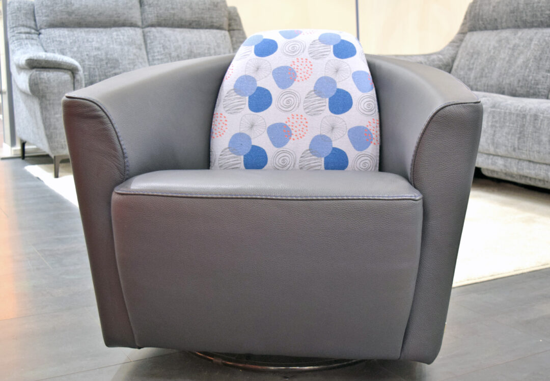 Ketty - Fauteuil Cabriolet Pivotant cuir et tissu