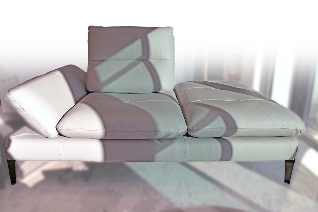 Monnalisa - Canapé tissu 3PL. + Dormeuse cuir + Pouf cuir – Image 3
