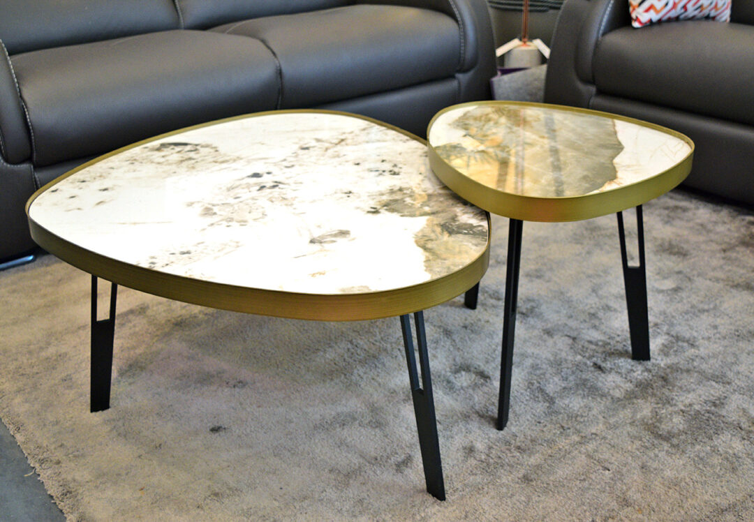 Hirpac - Table Basse + Bout de Canapé céramique marbre