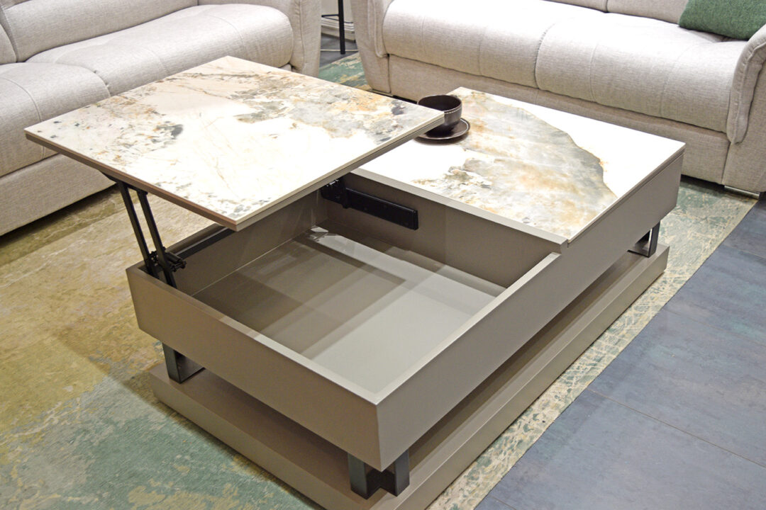 Table basse céramique bois 2 plateaux amovibles