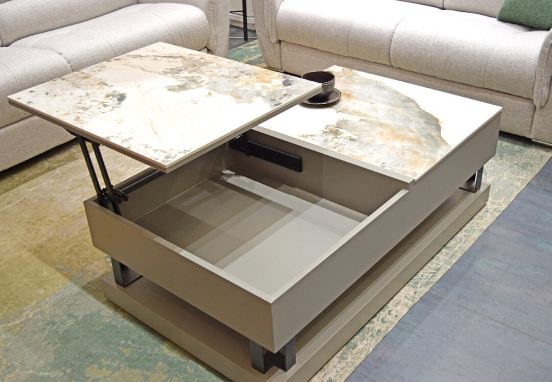 Table basse céramique bois 2 plateaux amovibles