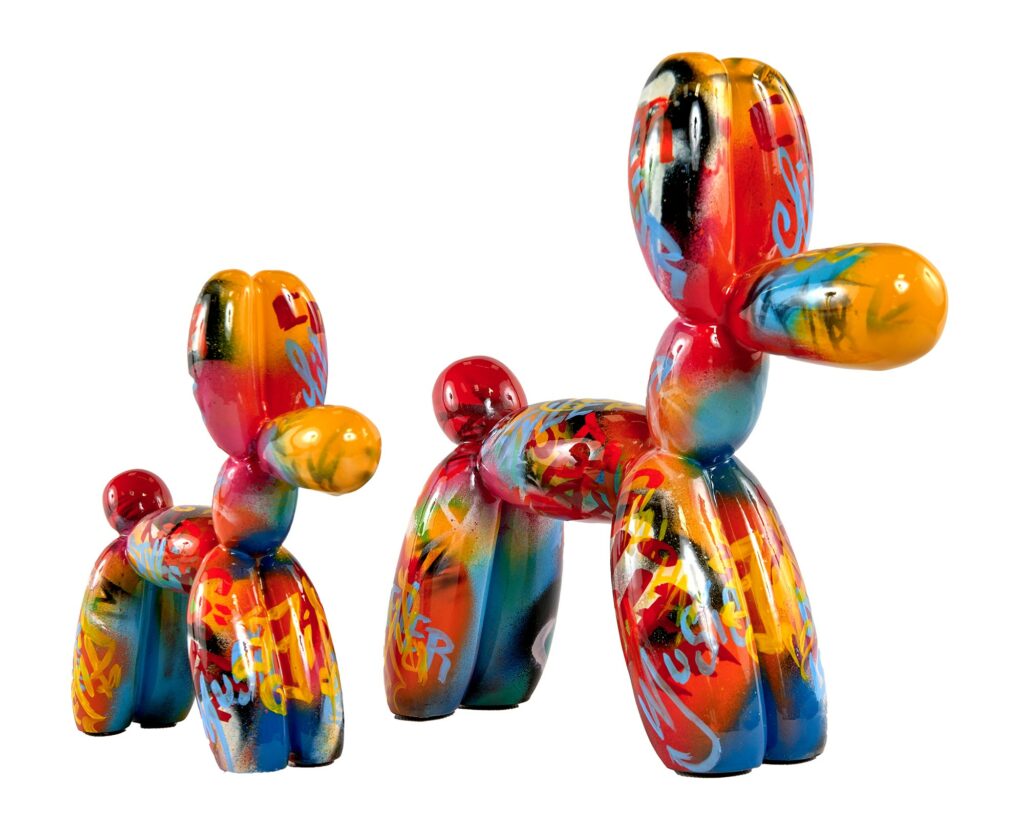 Sculpture Chiens - En résine multicolore