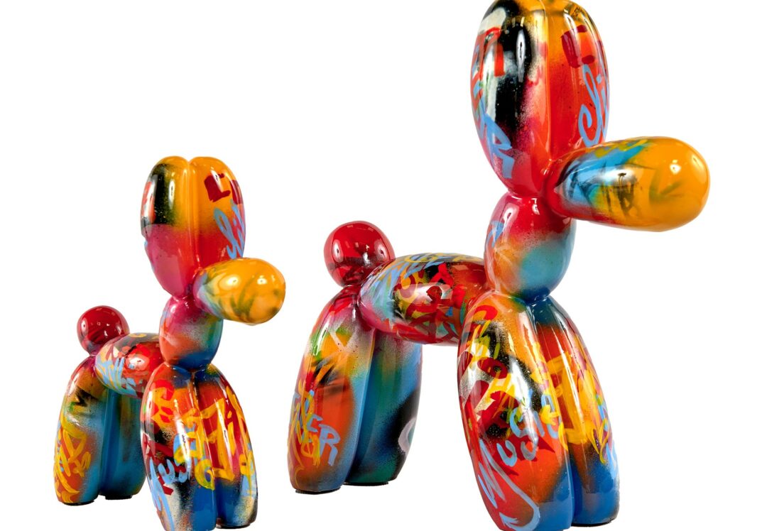 Sculpture Chiens - En résine multicolore