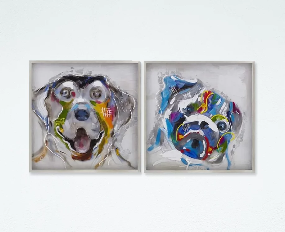 Chiens Pop Art - Set de deux tableaux