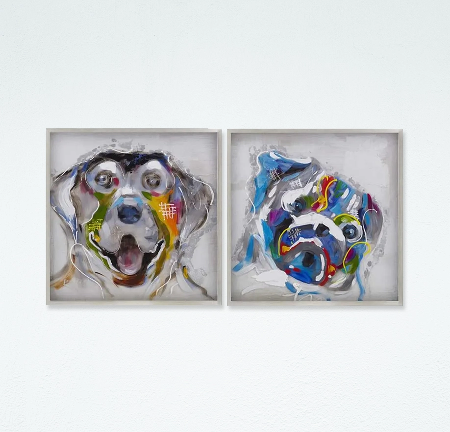 Chiens Pop Art - Set de deux tableaux